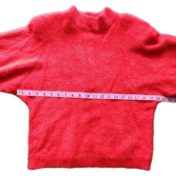 David Benjamin VTG 90s Angora Blend Red Knit Sweater 3/4 Sleeve Women's Size S - Picture 5 of 7